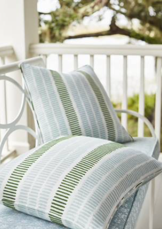 Thibaut Topsail Outdoor Woven Pillow in Aqua, Green.