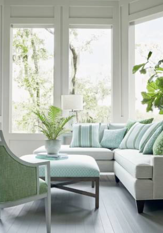 Thibaut Topsail Outdoor Woven Pillow in Aqua, Green.
