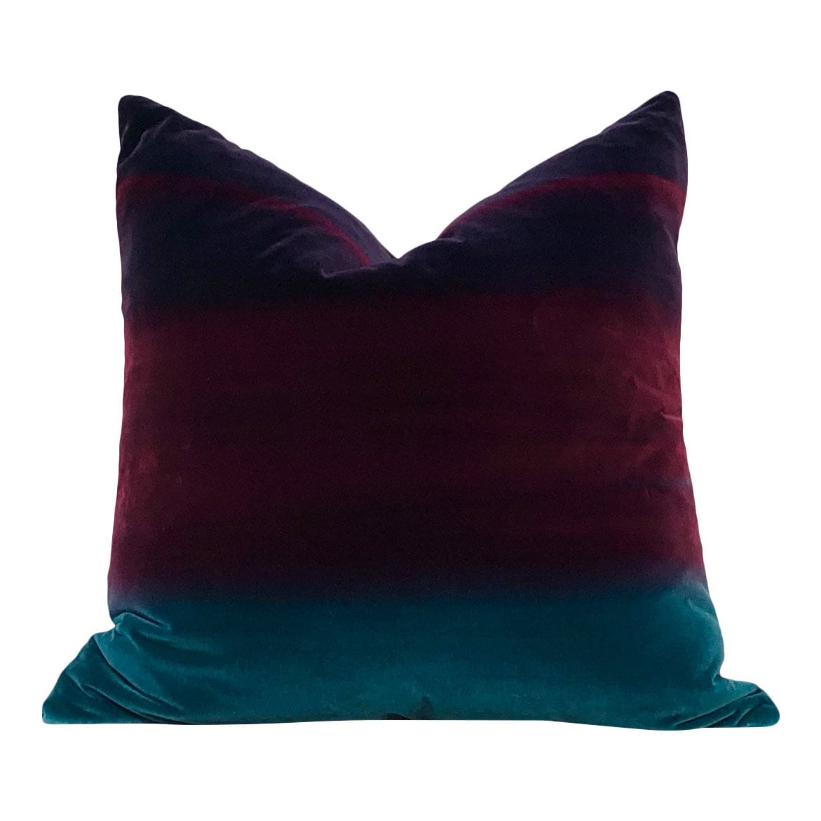 Ombre Velvet  Pillow Lagoon, Burgundy and Loganberry. Amazilia Lumbar Velvet Pillow Teal, Wine.