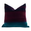Load image into Gallery viewer, Ombre Velvet  Pillow Lagoon, Burgundy and Loganberry. Amazilia Lumbar Velvet Pillow Teal, Wine.