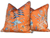 Load image into Gallery viewer, Scalamandre Nanjing Pillow in Mandarin. Chinoserie Pillow Tangerine, Lumbar Orange Pillow, Designer Chinoiserie Pillow, Asian Euro Sham