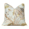 Load image into Gallery viewer, Jacobean Floral Pillow in Aqua Green, Cotton Rope Trim.
