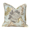 Load image into Gallery viewer, Jacobean Floral Pillow in Aqua Green, Cotton Rope Trim.