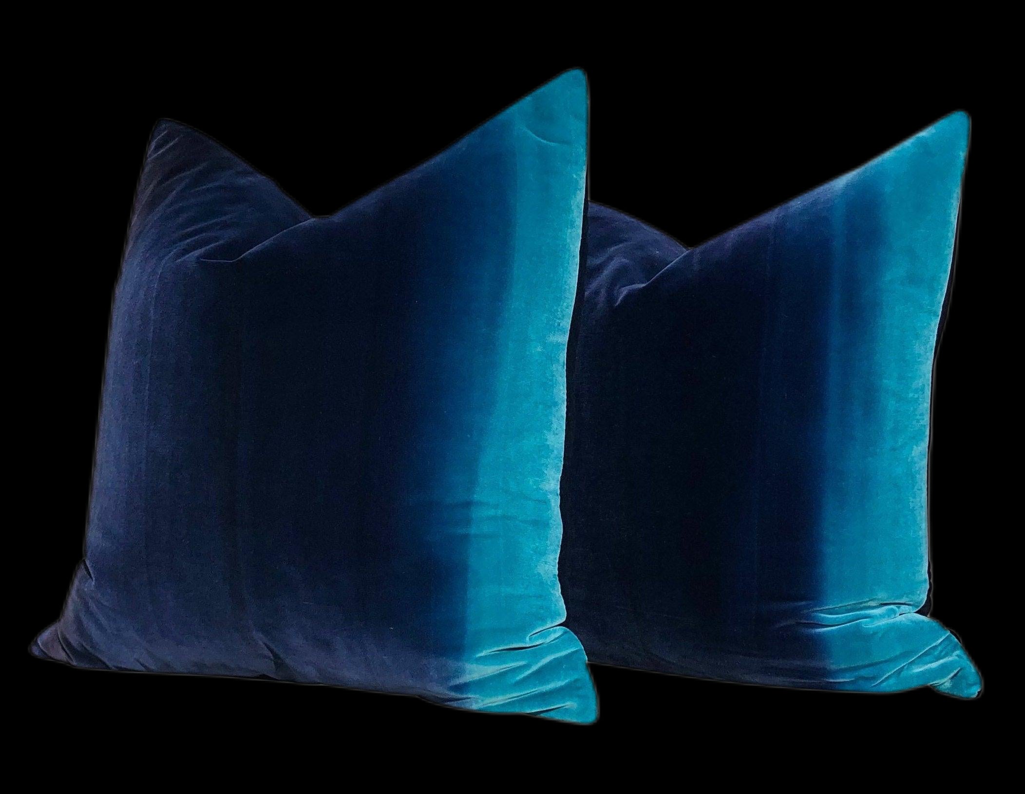 Harlequin Designer Ombre Velvet Pillow in Blueberry, Blue lagoon