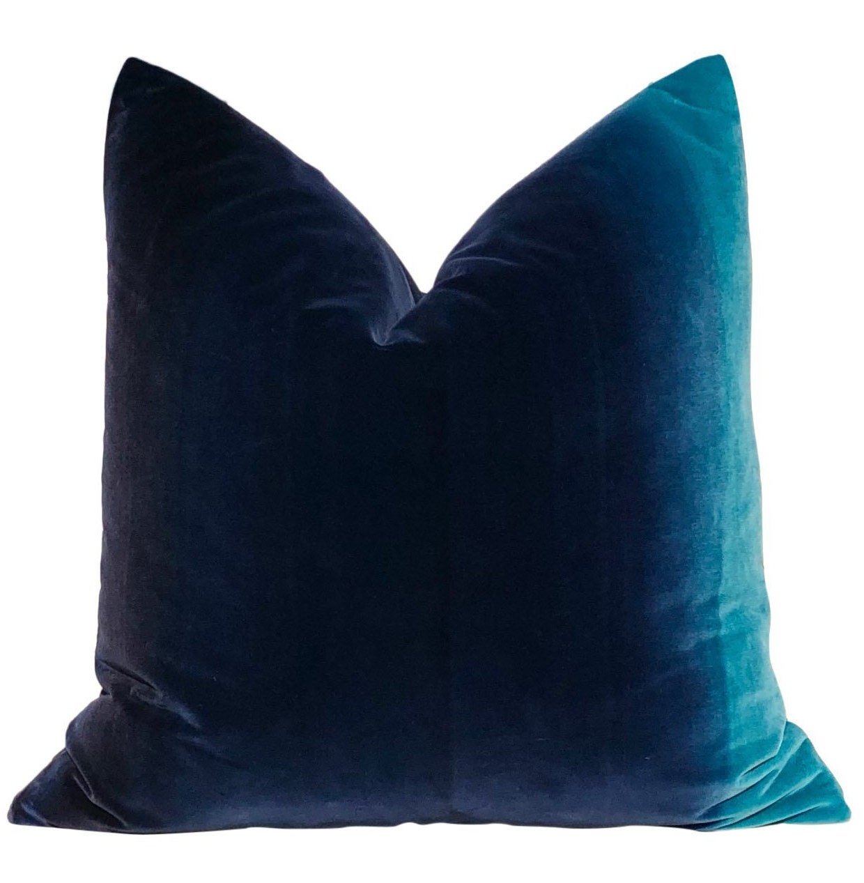 Harlequin Designer Ombre Velvet Pillow in Blueberry, Blue lagoon
