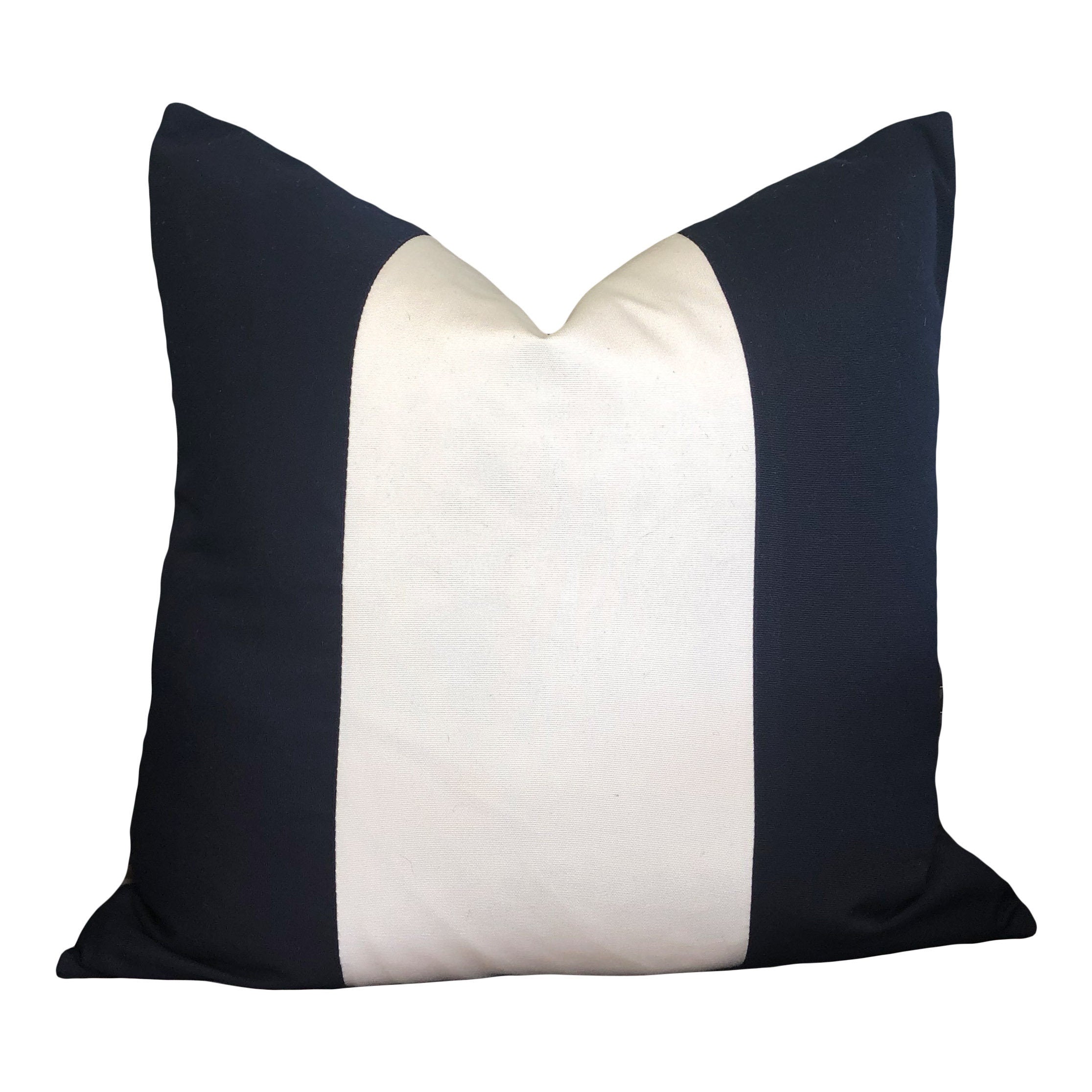 Sunbrella Outdoor Striped Lumbar Pillow Navy. Striped Navy and White Pillow, Outdoor Cushion Cover, Waterproof Pillow, Fade Resistant Pillow