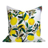 Outdoor Citrus Garden Decorative Pillow Cover, Schumacher Primary Lemon Lime Tree Throw Pillow, Lumbar Outdoor Pillow Yellow Green