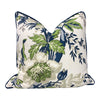 Load image into Gallery viewer, Thibaut Nemour Floral Pillow In Green, Blue. Designer pillows, accent cushion cover, decorative green pillow, high end pillow cover.