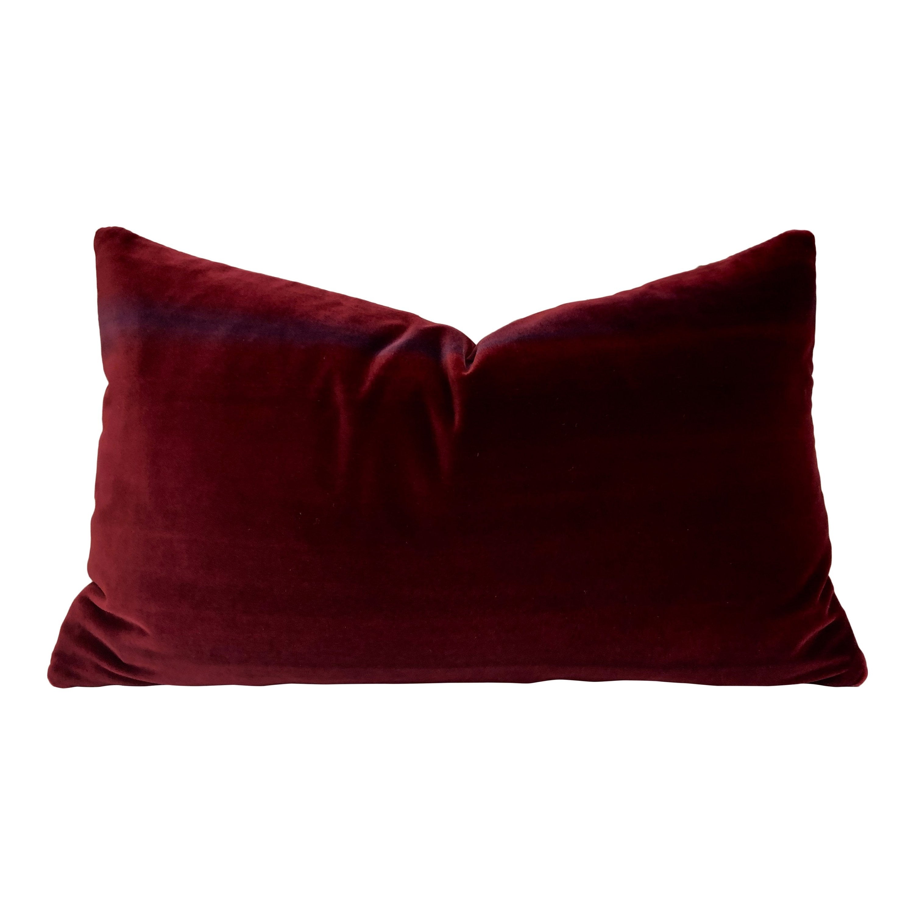 Ombre Velvet Pillow in Burgundy. Lumbar Plush Velvet Pillow, Designer Pillows, High End Velvet Pillow in Deep Purple, Accent Lumbar Cover