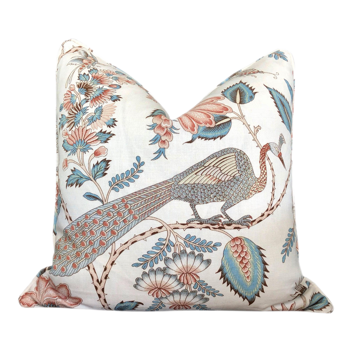 Schumacher Campagne Pillow - Peacock and Rouge.