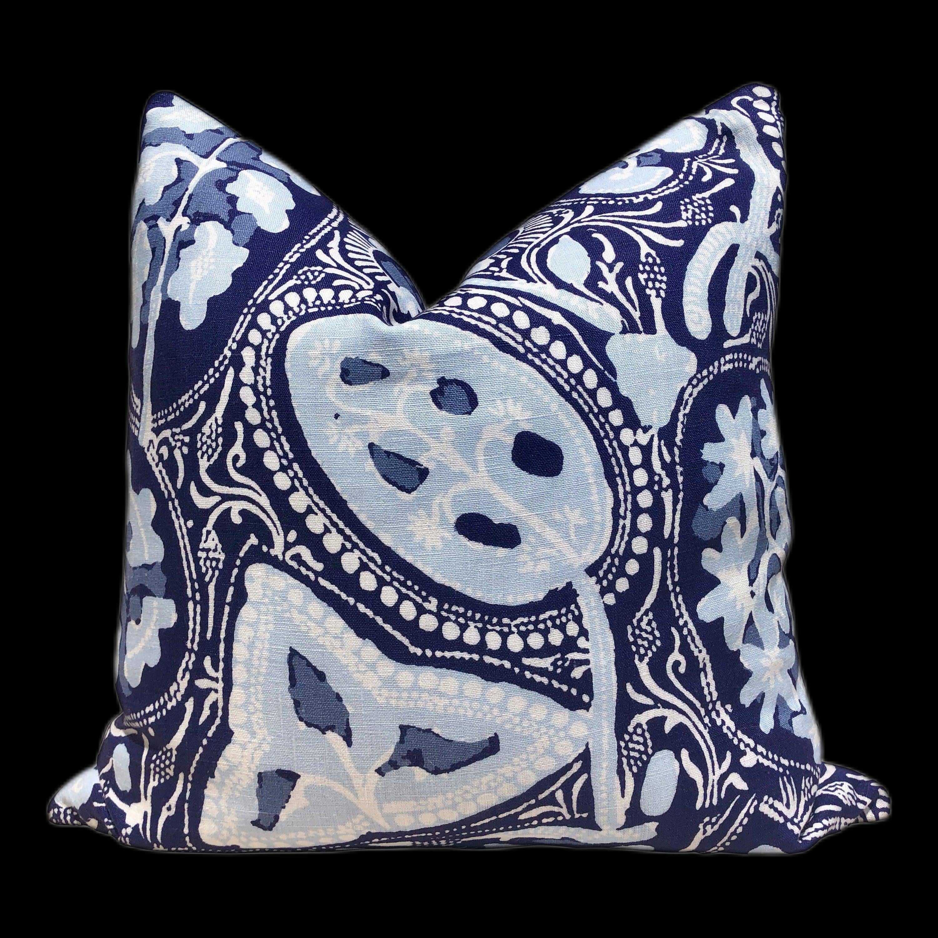 Thibaut Cochin Linen Pillow in Navy. Blue Linen Pillow. Designer pillows, accent cushion cover, decorative pillow, high end pillow