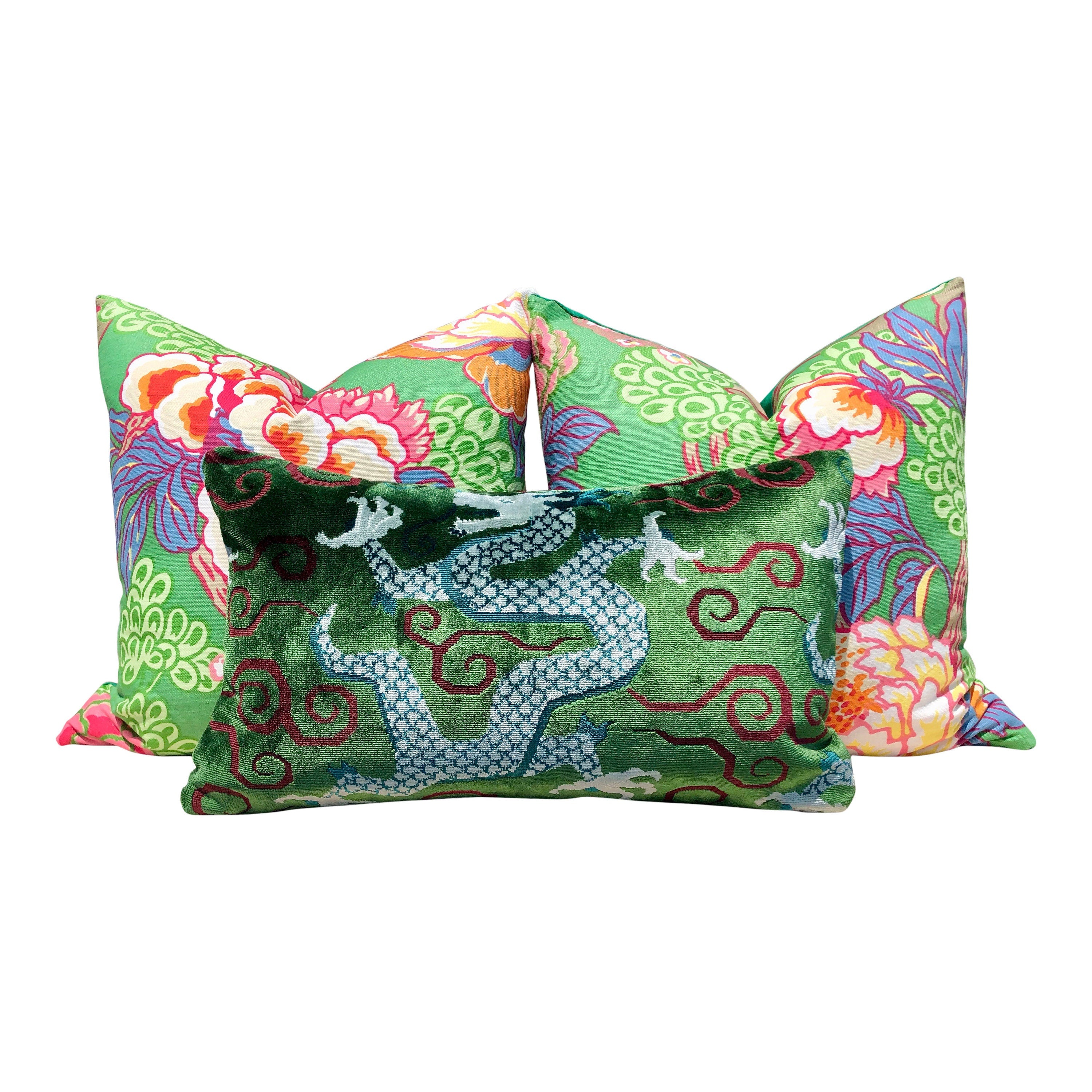 Thibaut Honshu Pillow Green. Chinoiserie Pillow // Emerald Green Pillow // Euro Sham Pillow // Green Lumbar Pillow 18"X18" 20"X20" 22"X22"