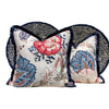 Load image into Gallery viewer, Kalamkari Pillow Red and Blue , Navy Brush Fringe. Lumbar Pillow, Chinoiserie Pillow, accent cushion cover, decorative pillow
