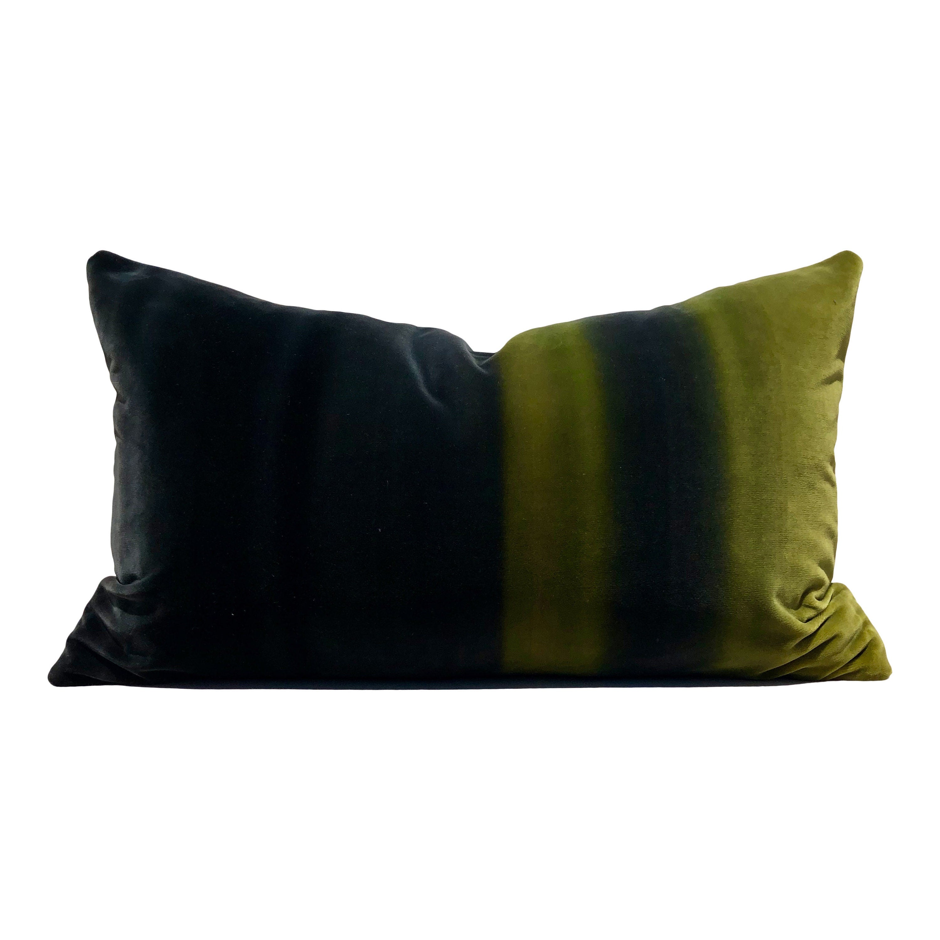 Ombre Velvet Pillow in  Mustard and Elephant.