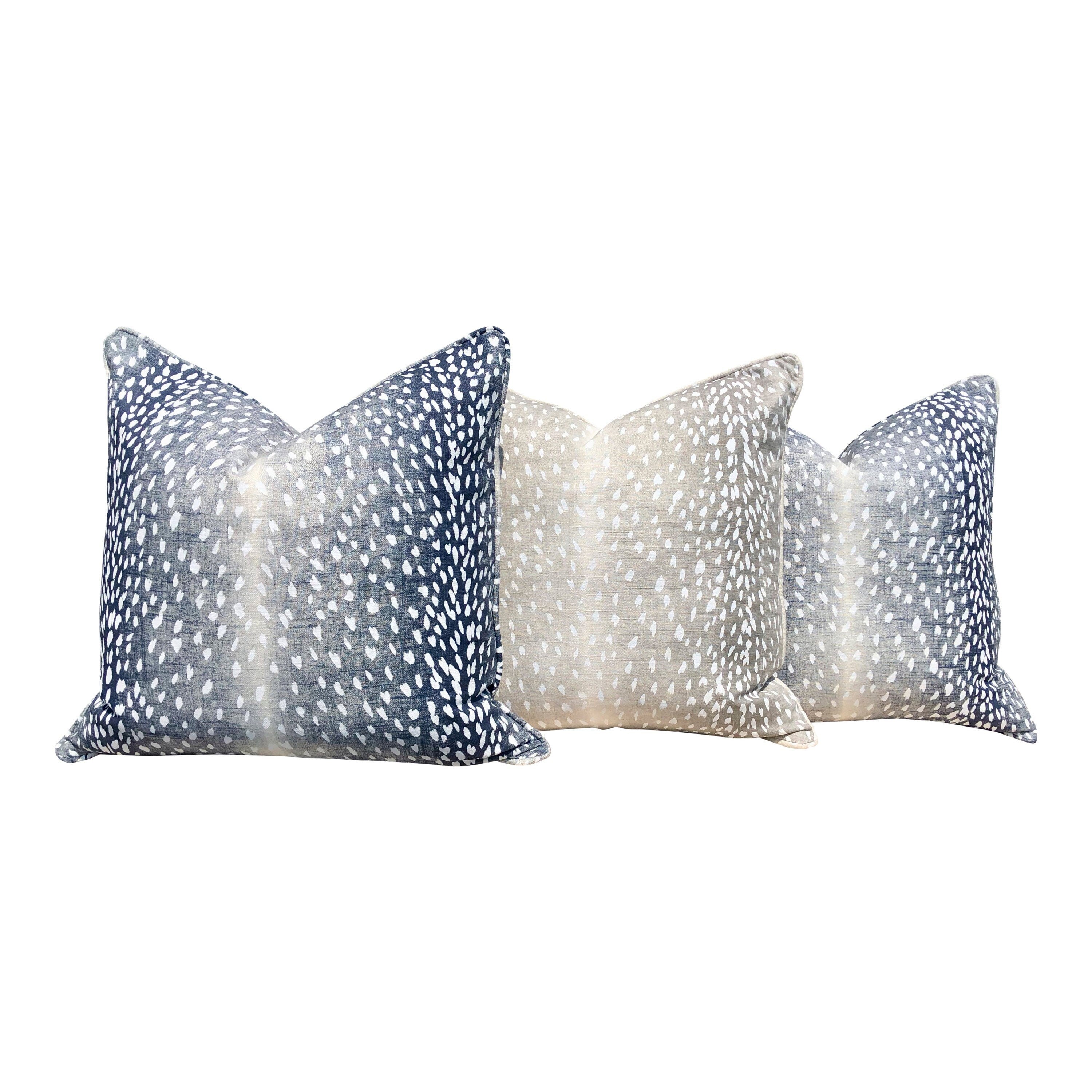 Antelope Pillow Navy Blue. Long Lumbar Pillow //  Accent pillow cover // Animal Print Navy Pillow // Blue Antelope Pillow // Euro Sham 26x26