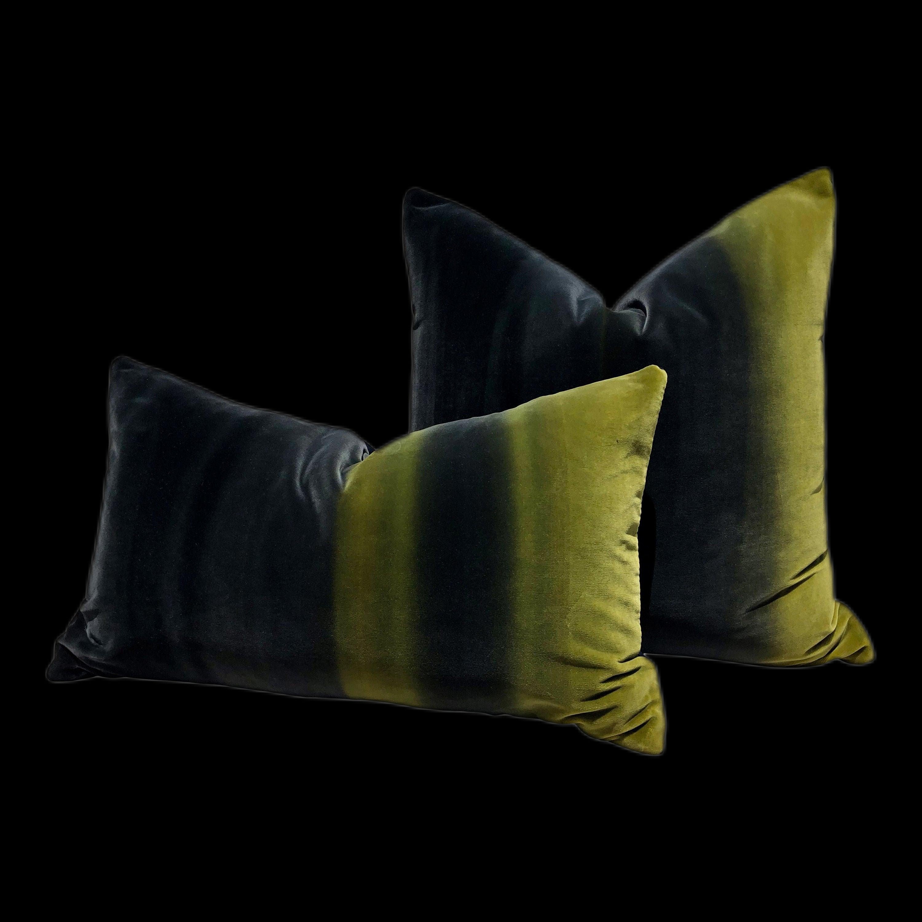 Ombre Velvet Pillow in  Mustard and Elephant.