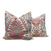 Load image into Gallery viewer, Thibaut Palampore Pillow in Red and Blue. Palm Leaf Pillow Cover, Medallion Cushion, Chinoiserie Accent Pillow, Bedding Pillow Decor 