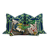 Load image into Gallery viewer, Thibaut Shoji Panel Pillow in Navy BLue and Green. Lumbar Bamboo Cushion Chinoiserie Accent Pillow Designer pillows high end cushion