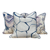 Schumacher Filigree Pillow, Blue, Natural. Lumbar Pillow Cover. Blue and White Cushion, decorative pillow, Linen Bedding Decor