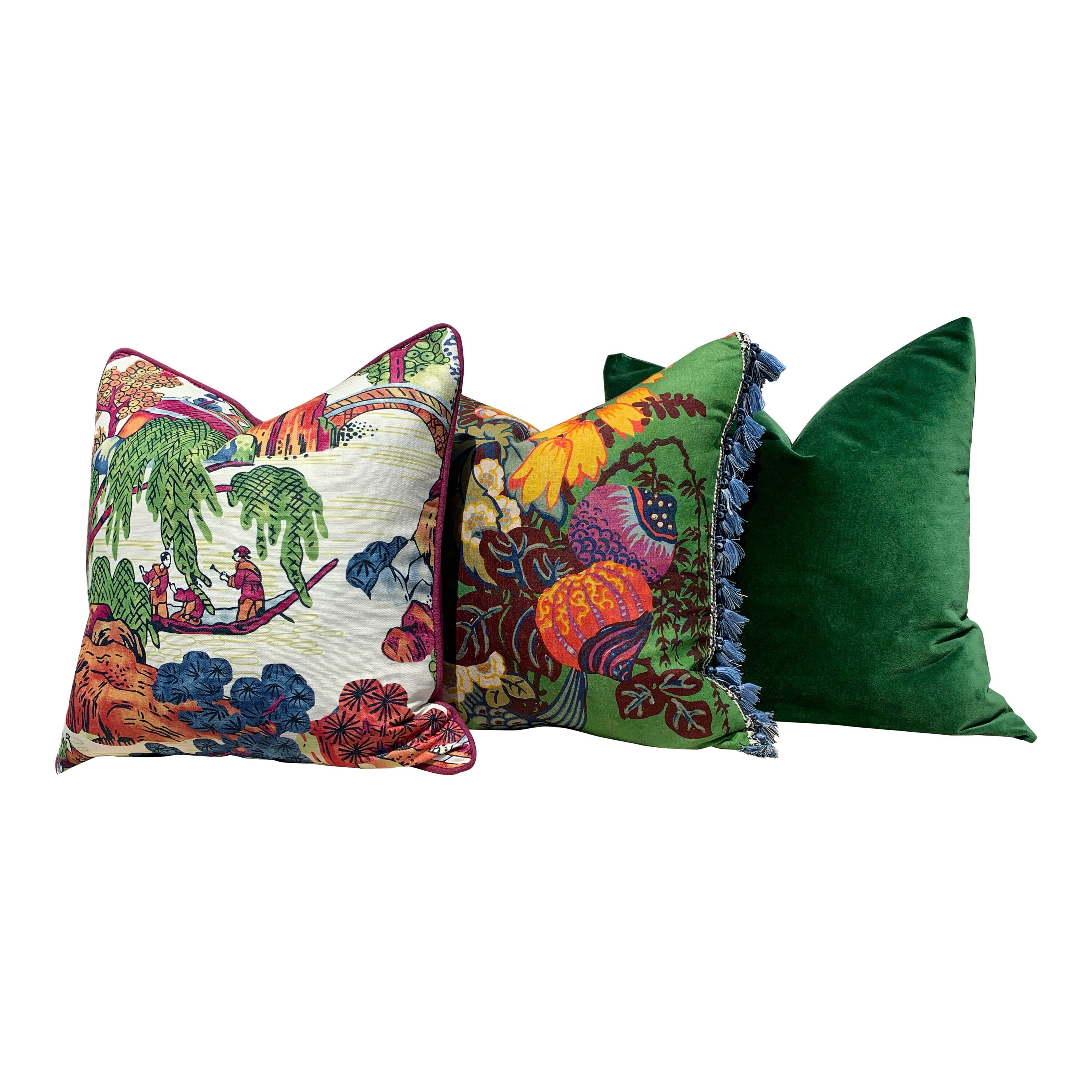 Fairbanks Pillow Kelly Green. Orange Blue Green Pillow Lumbar Pillow Cover Multicolor Pillow Euro Sham Pillow Floral Bouquet Pillow