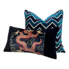 Schumacher Bixi Velvet Lumbar Pillow, Dark Navy. Lumbar Decorative Velvet Pillow. Designer pillows, accent cushion cover, decorative pillow