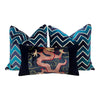 Schumacher Bixi Velvet Lumbar Pillow, Dark Navy. Lumbar Decorative Velvet Pillow. Designer pillows, accent cushion cover, decorative pillow