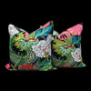 Load image into Gallery viewer, Chang Mai Dragon LInen Pillow in Ebony. Black, Pink Lumbar Pillow Cover, Chinoiserie Pillow, Green Black Floral pillow, Euro Sham Pillow