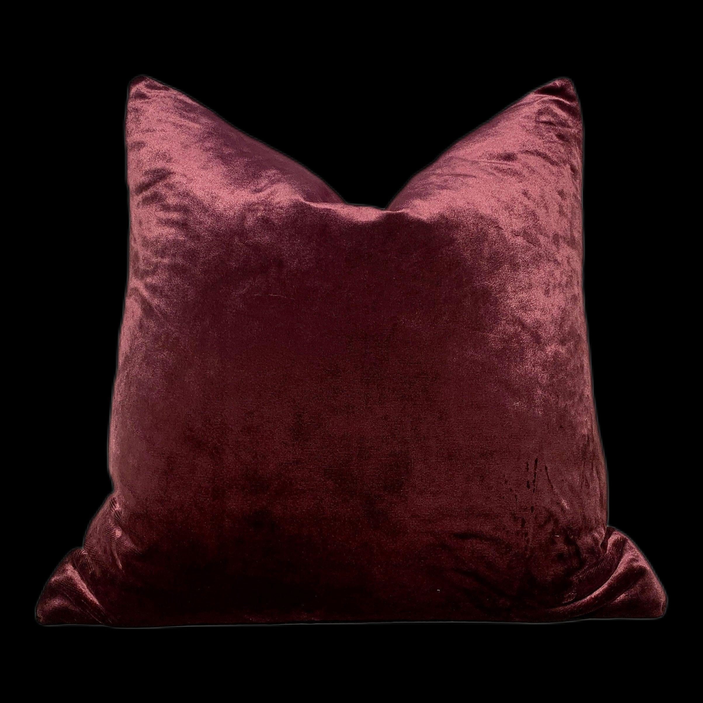 Antique Velvet Pillow In Plum. Lumbar Velvet pillow in Plum.