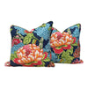 Load image into Gallery viewer, Thibaut Honshu Pillow in Navy Blue. Chinoiserie Floral Pillow. Lumbar Pillow. Designer pillow, accent pillow cover, high end cushion