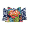 Indoor/Outdoor Schumacher Leopard Pillow in White and Blue. Decorative lumbar Pillow, designer cushion cover, accent pillow, outdoor pillow