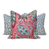 Load image into Gallery viewer, Thibaut Quadrille Pillow, Light Blue Embellished, Cotton Rope Trim.Designer pillows, accent cushion cover, decorative green pillow