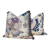 Load image into Gallery viewer, Schumacher Indian Arbre Pillow in BLue and Lavender, Onion Ball Trim. Floral Lumbar Pillow.