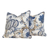 Thibaut Kalamkari Navy Pillow. Blue Lumbar Pillow // Pillow Cover 20x20 18x18 24X24 //  Floral Euro Sham