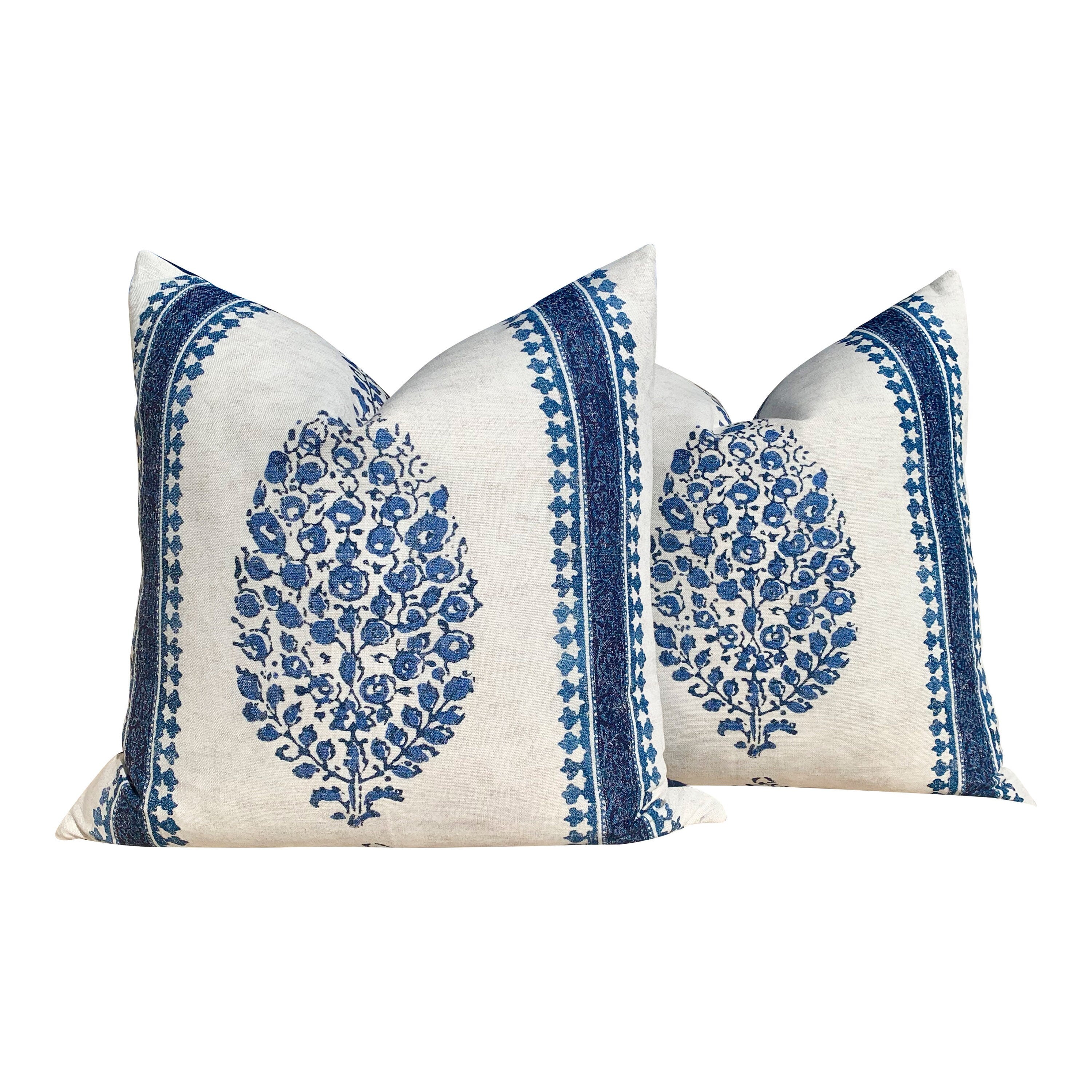 Thibaut Chappana Medallion Pillow in Blue. Designer pillows, accent cushion cover, decorative pillow, high end pillow.
