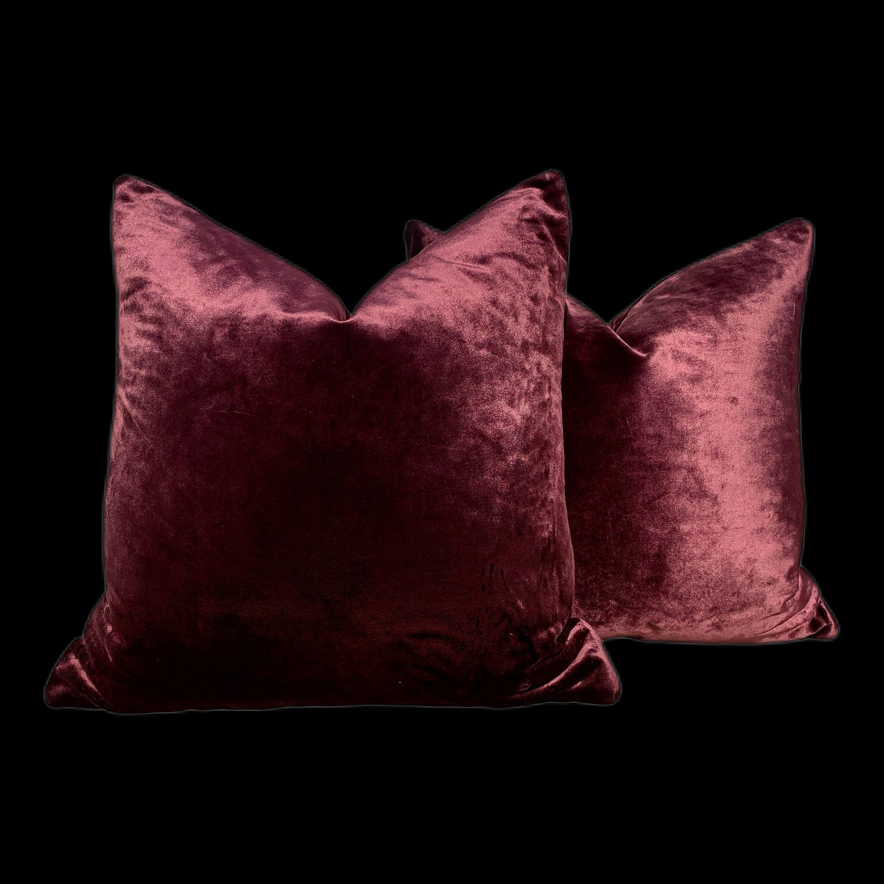 Antique Velvet Pillow In Plum. Lumbar Velvet pillow in Plum.