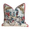 Moorea Linen Pillow in Cream, Red. Floral LInen Pillow. Chinoiserie Pillow, lumbar Floral Pillow Cover, Euro Sham Pillow, Decorative Pillow