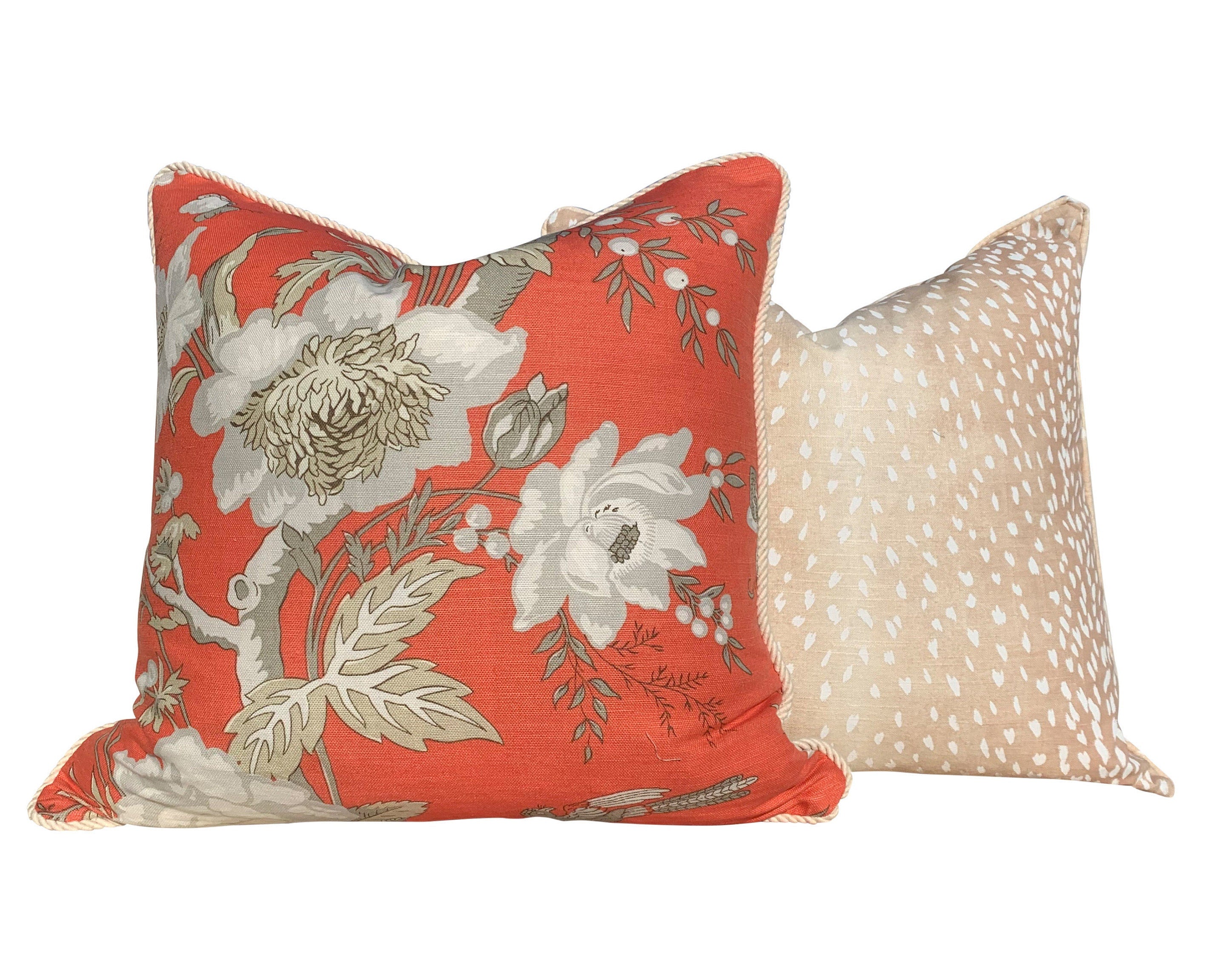 Antelope Pillow In Blush and Cream. Long Lumbar Pillow // Animal Skin Blush Pillow // Euro Sham Pillow 26x26 // Spotted Pillow Cover