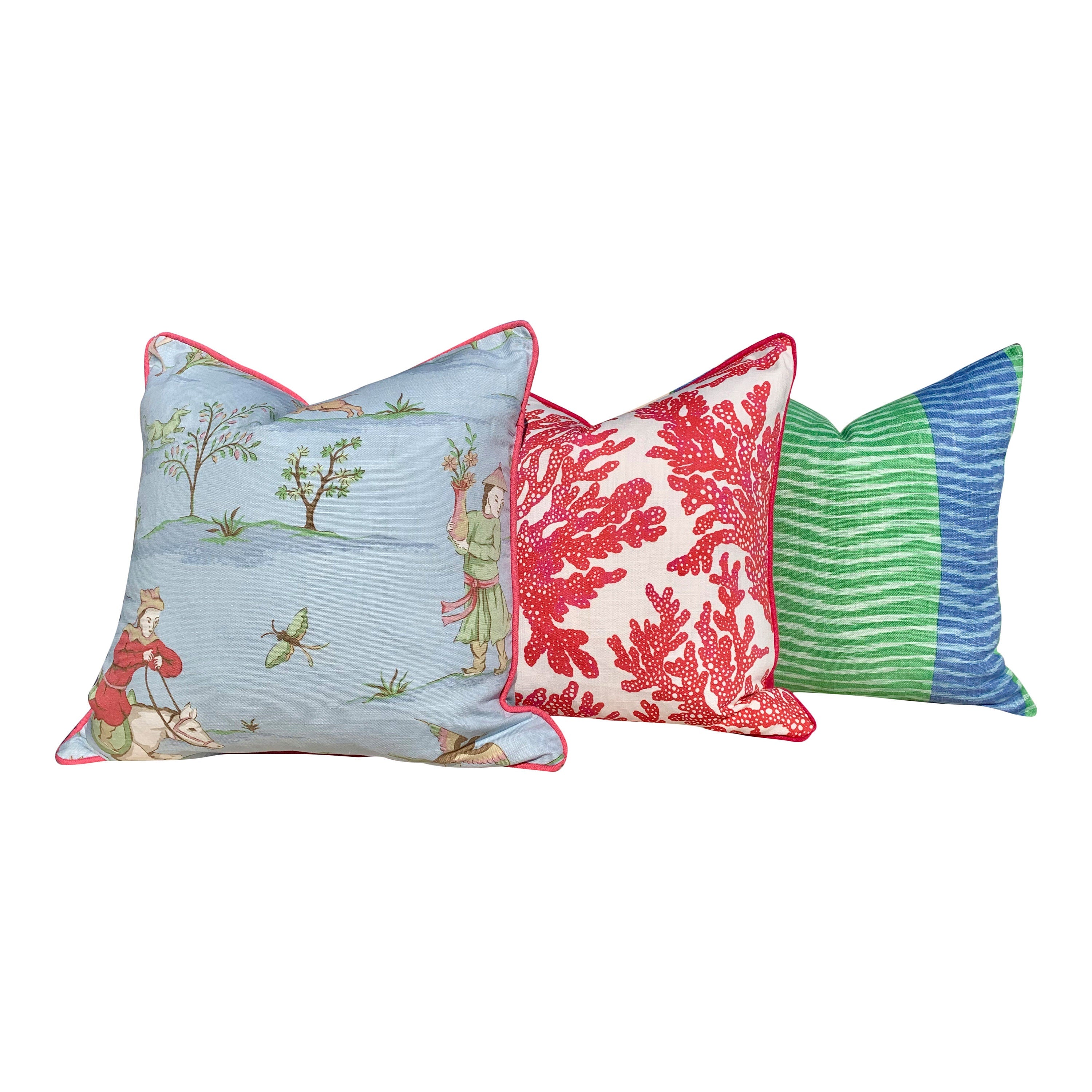 Thibaut Marine Coral Pillow Cover. Lumbar Coastal Pillow in Coral. Designer Coastal Pillow, Tropical Accent Pillow, Lumbar Pillow Throw