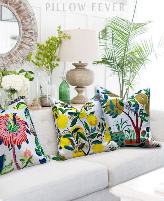 Outdoor Exotic Butterfly Pillow Pink Blue Green, Schumacher Floral Pillow Pink, Lumbar Butterfly Pillow, Multicolor Toss Throw, Josef Frank