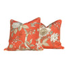 Thibaut Nemour Floral Pillow In Coral Embellished with Cotton Rope Trim . Lumbar Floral Pillow.