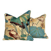 Load image into Gallery viewer, GP &amp; J Baker Nympheus Linen Pillow in Teal. Accent Lumbar Floral Pillow.