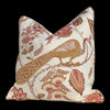 Load image into Gallery viewer, Peacock Rose Gold Pillow. Bird Lumbar Pillow, Rose Floral Pillow, Gold Pillow Cover, Euro Sham 26x26, Chinoiserie Pillow