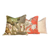 Thibaut Nemour Floral Pillow In Coral Embellished with Cotton Rope Trim . Lumbar Floral Pillow.