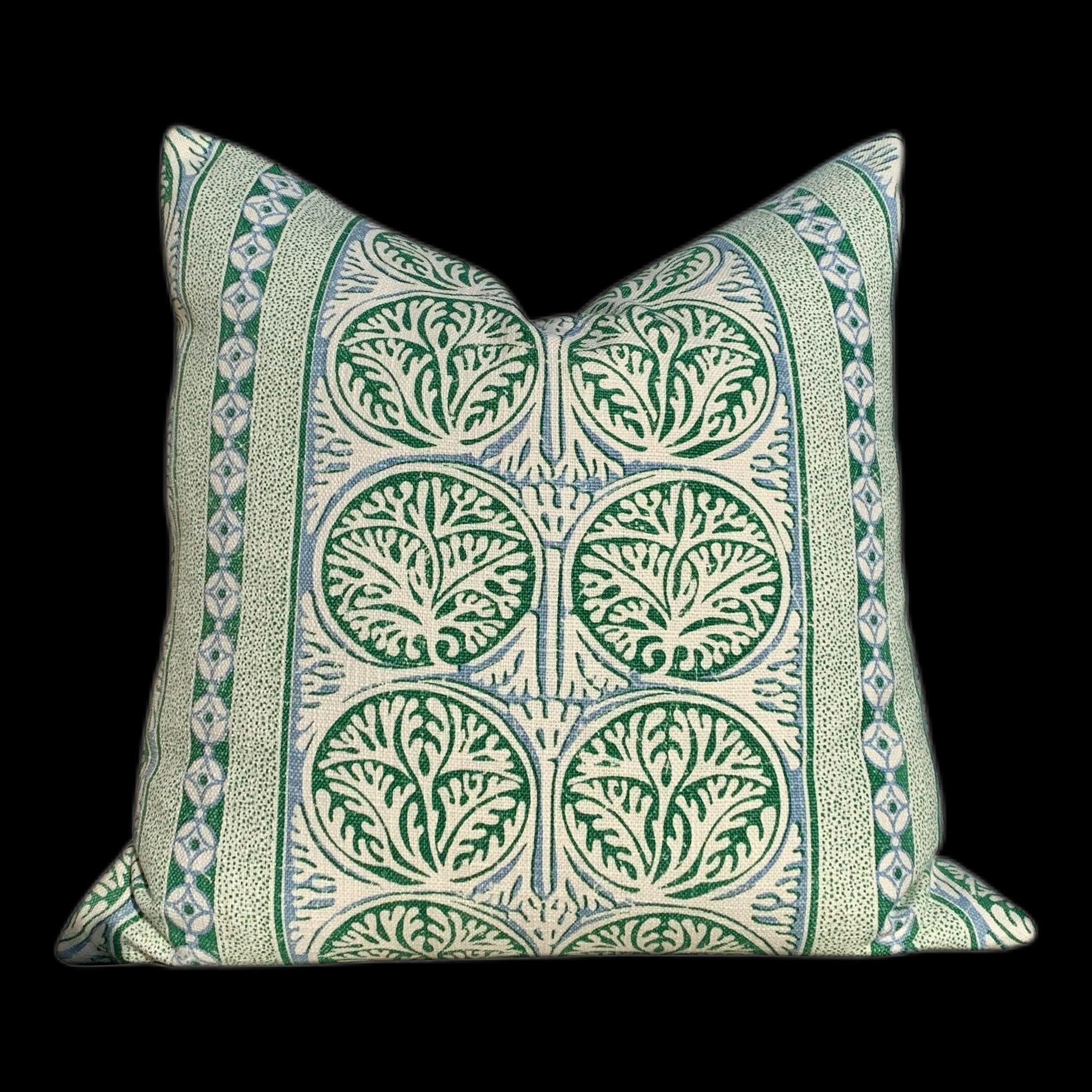 Thibaut Fair Isle Pillow in Green and Light Blue. Lumbar Striped  Pillow in Green and Blue Decorative Green Accent Cushion Cover for Sofa