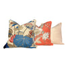 GP & J Baker Nympheus Linen Pillow in  Blue. Lumbar Floral Pillow. Designer pillows,  decorative pillow, high end pillow cover