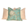 Load image into Gallery viewer, Thibaut Nemour Floral Pillow In Aqua Green Embellished with Cotton Rope Trim . Lumbar Floral Pillow.