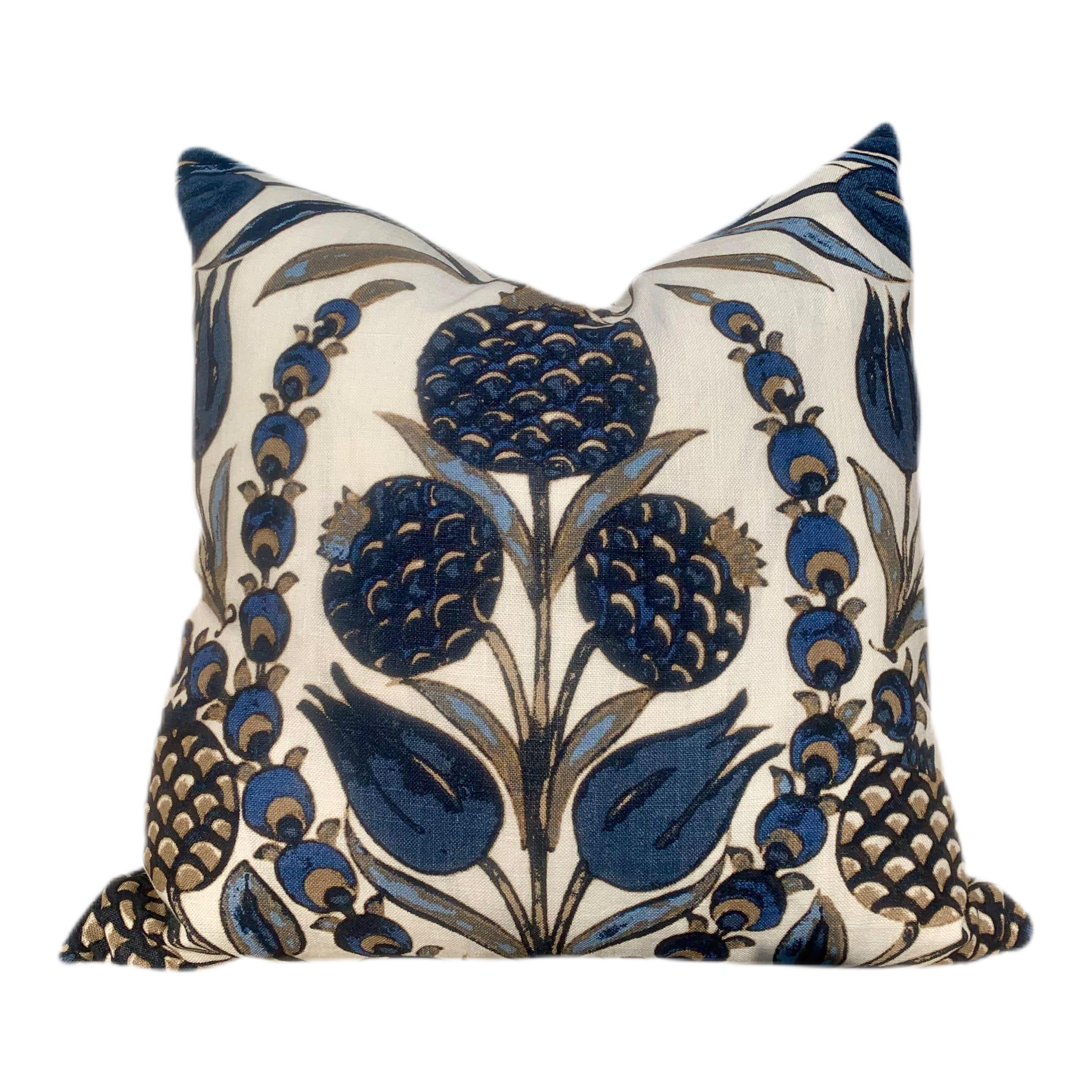 Thibaut Corneila Pillow Navy in Blue and Beige.