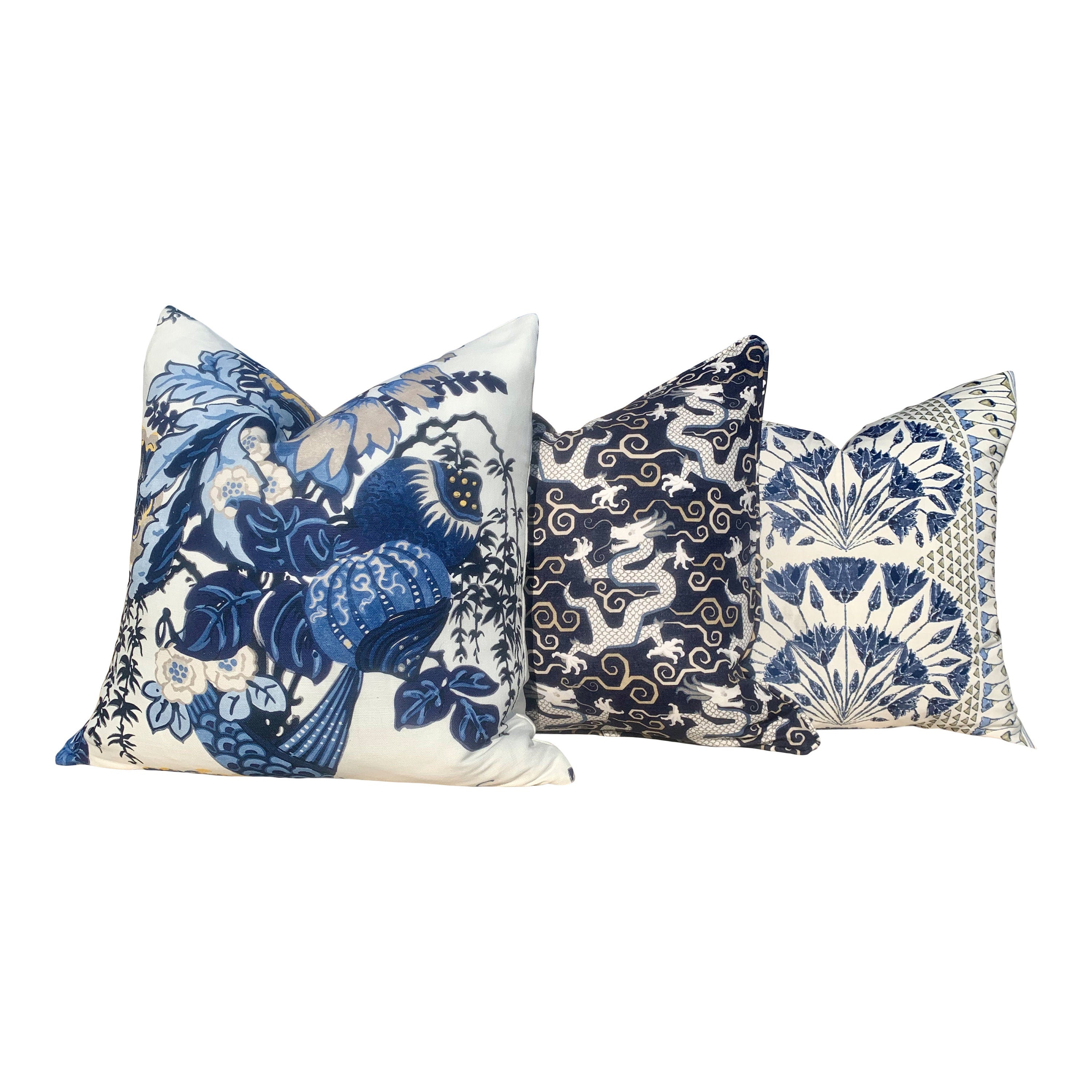 Anna French Cairo pillow cover Blue and White. Designer pillow Cover Decorative cushion 18x18, 20x20, 22x22, Euro Sham lumbar pillow