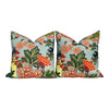 Load image into Gallery viewer, Outdoor Chiang Mai Dragon Pillow in Aquamarine, Schumacher Chinoiserie Pillow Lumbar Aqua Coral Pillow, Polyester Outdoor Pillow Cover
