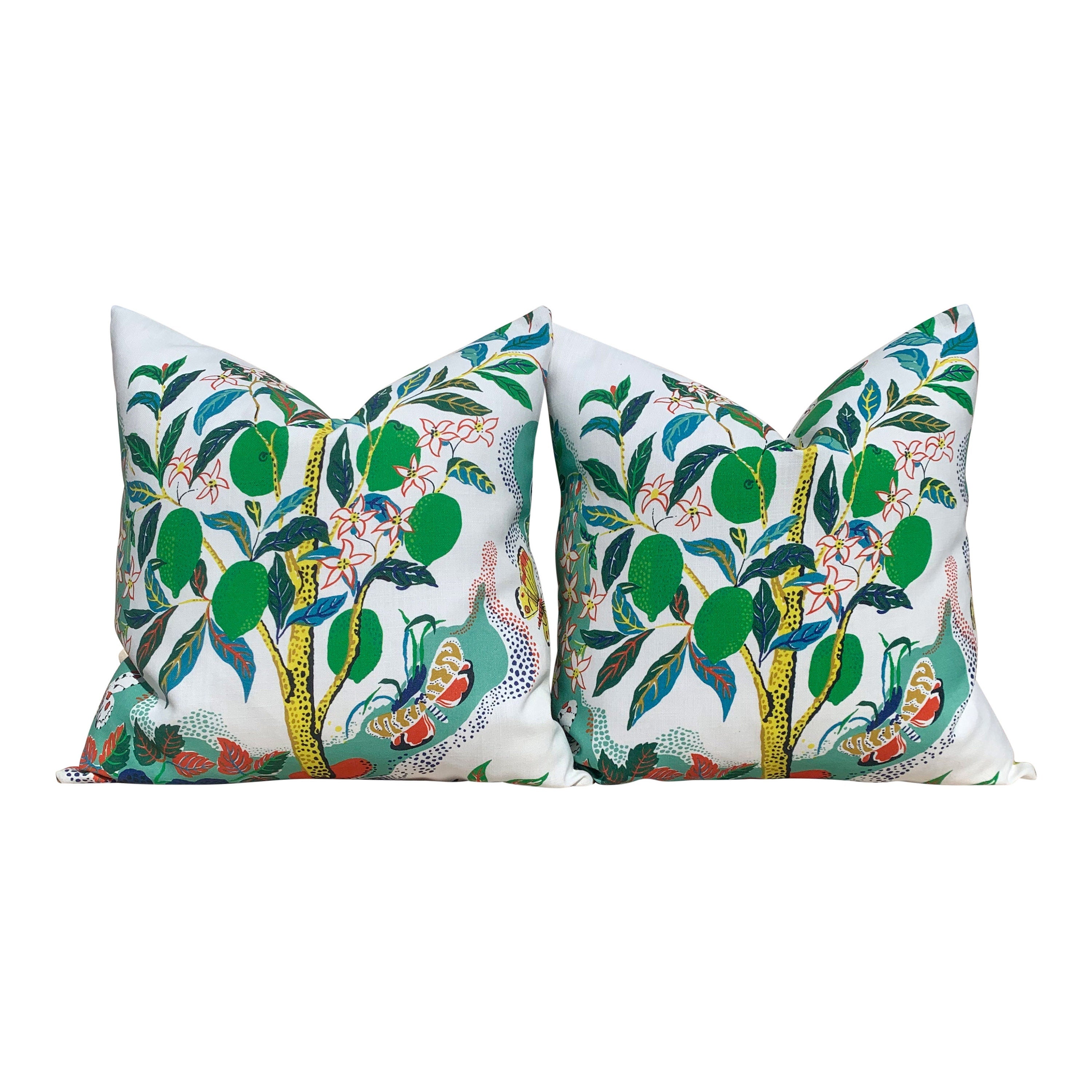 Schumacher Citrus Garden Pillow. Floral Outdoor Pillow // Outdoor Green Pillow